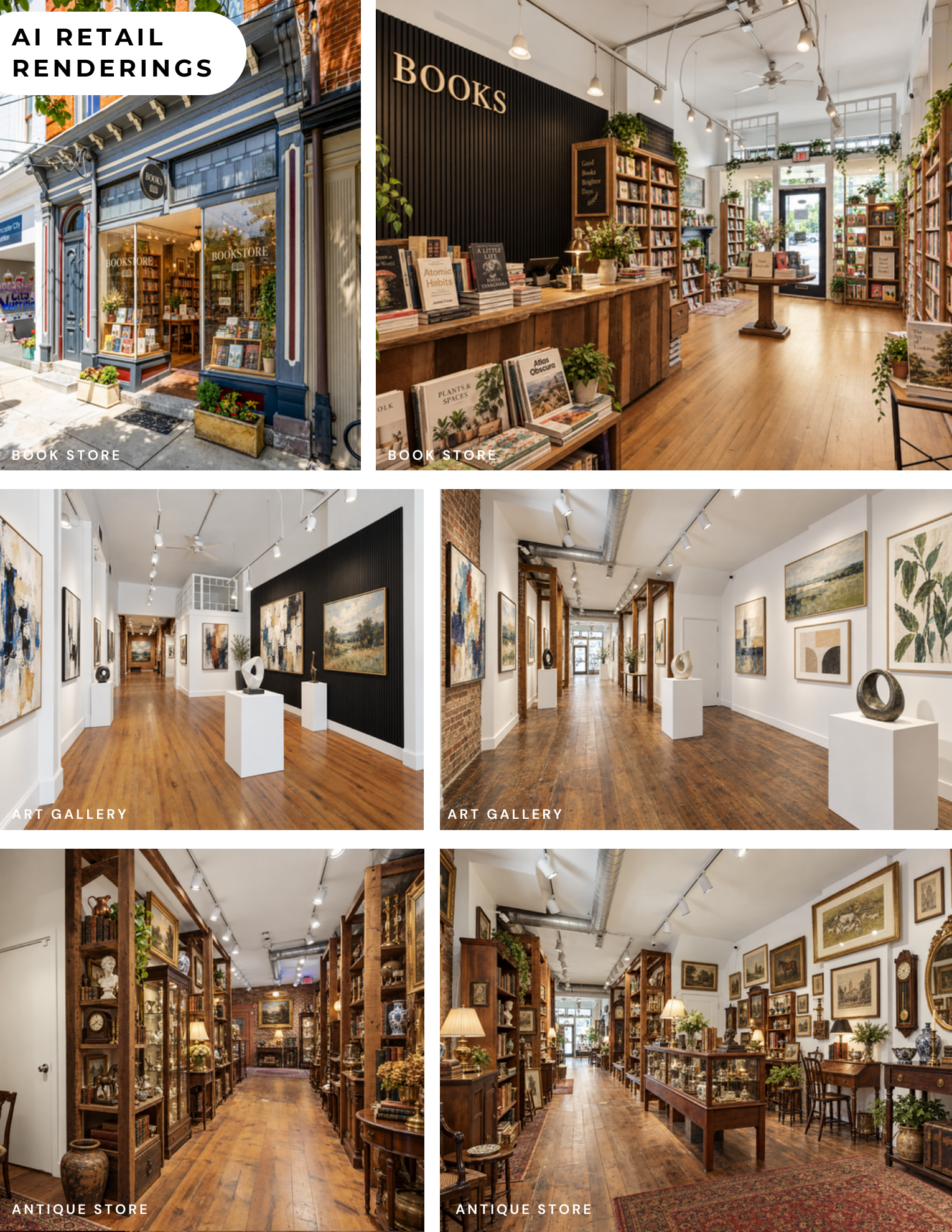 Concept renderings for possible storefront uses at 305 North Queen