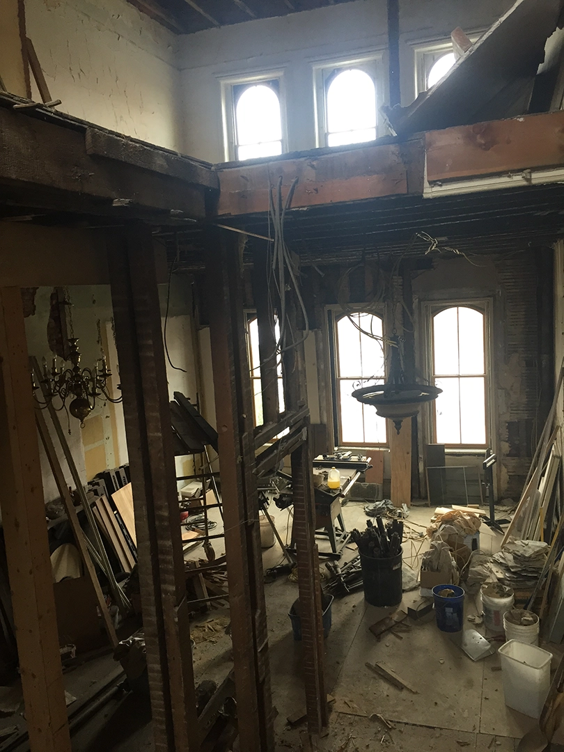 Interior during demolition